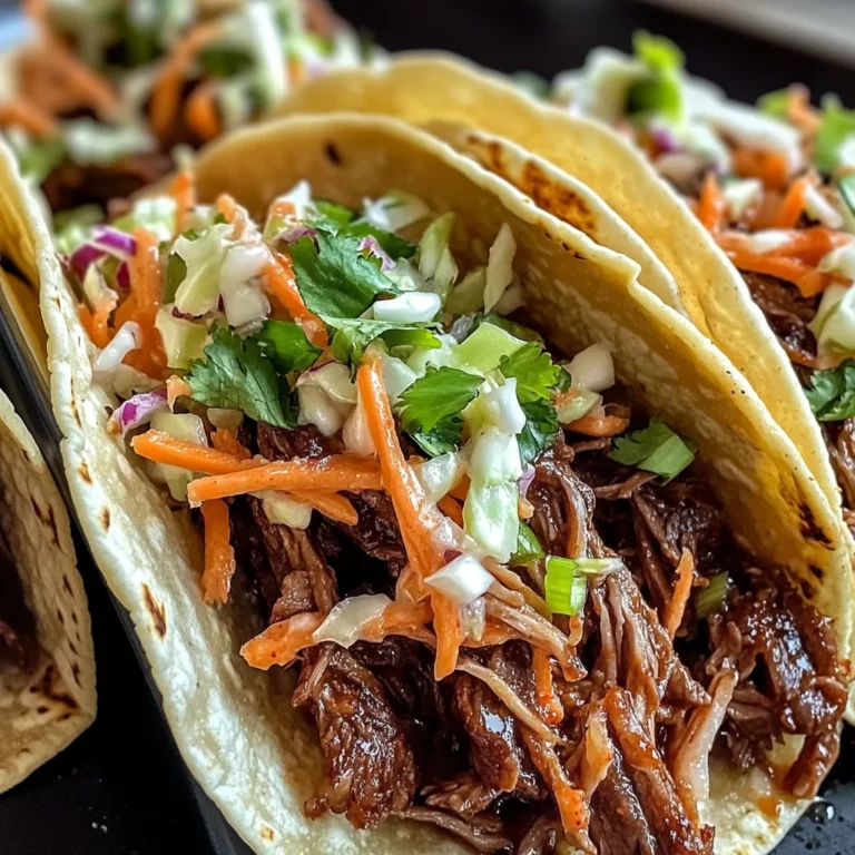Flavorful Korean Beef Tacos with Gochujang Slaw in Crockpot