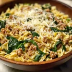 Italian Ground Turkey Spinach Orzo - theamazingfood