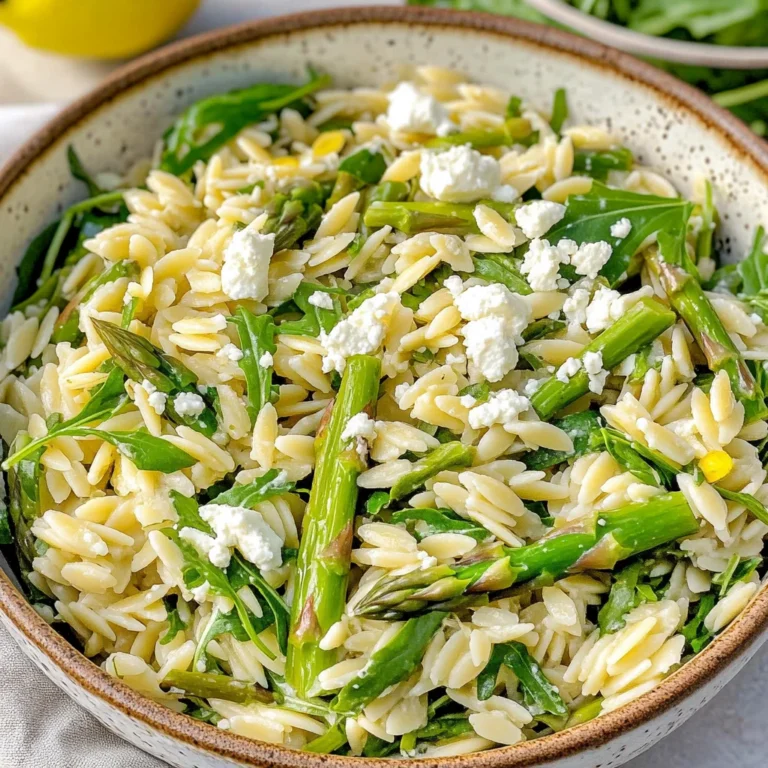 Lemon Orzo Salad w/ Asparagus, Arugula, & Feta