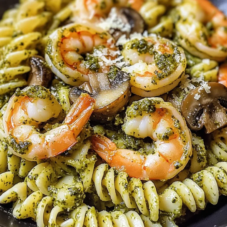 Pesto Shrimp Mushroom Pasta