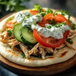 Slow Cooker Chicken Gyros with Tzatziki Sauce