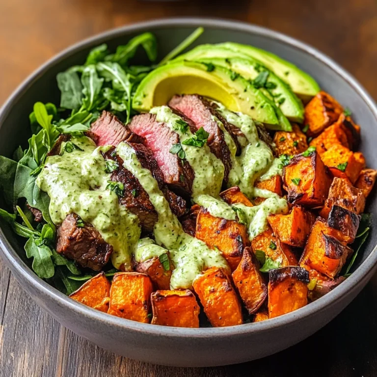 Steak and Sweet Potato Bowls with Avocado-Cilantro Drizzle