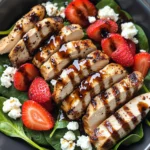 Strawberry Spinach Grilled Chicken Salad with Balsamic Glaze