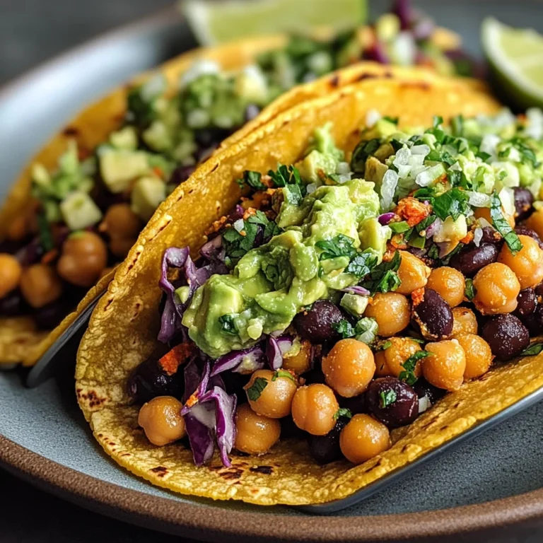 Chickpea and Black Bean Tacos with Avocado Lime Slaw