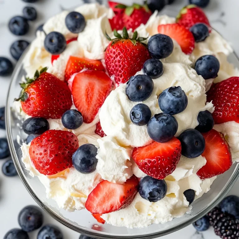 Easy Red White and Blue Cheesecake Salad