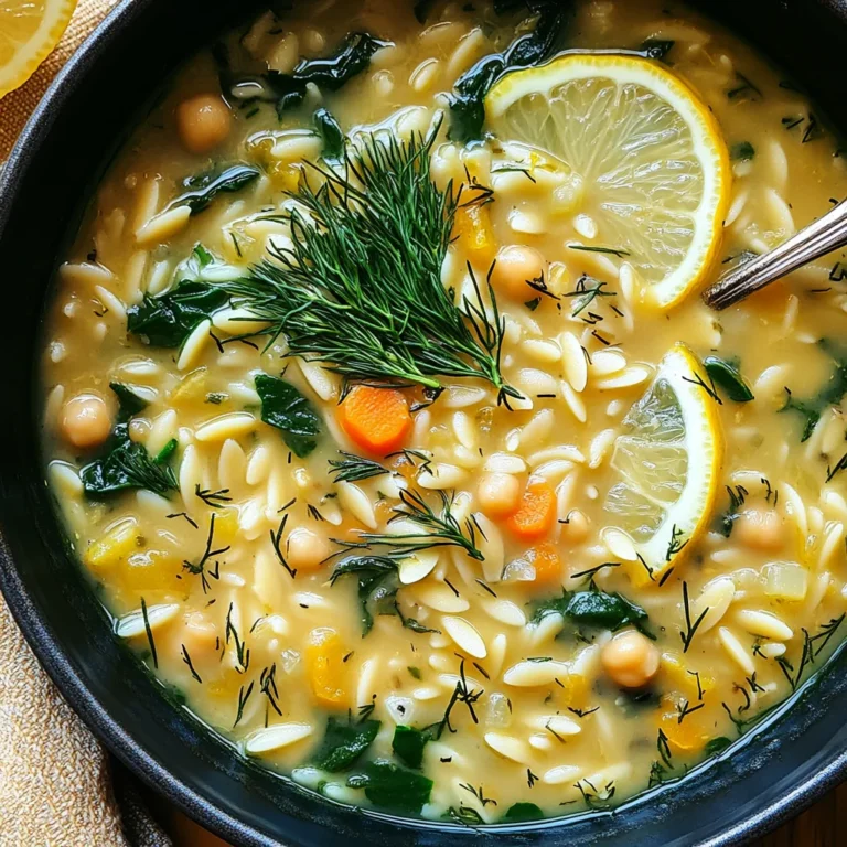Lemon Orzo Chickpea Soup