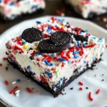 No Bake Fireworks Oreo Cheesecake Bars