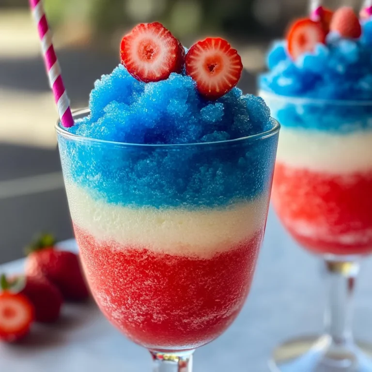 Patriotic Coconut Rum Slushy Cocktail