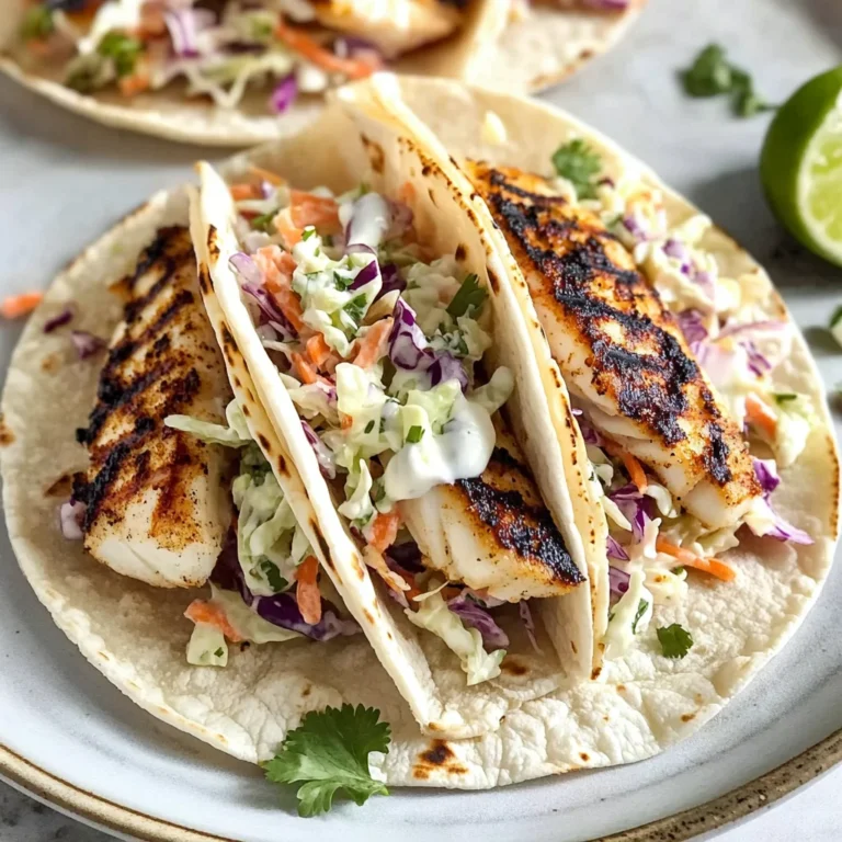 Quick Grilled Fish Tacos with Cabbage Slaw